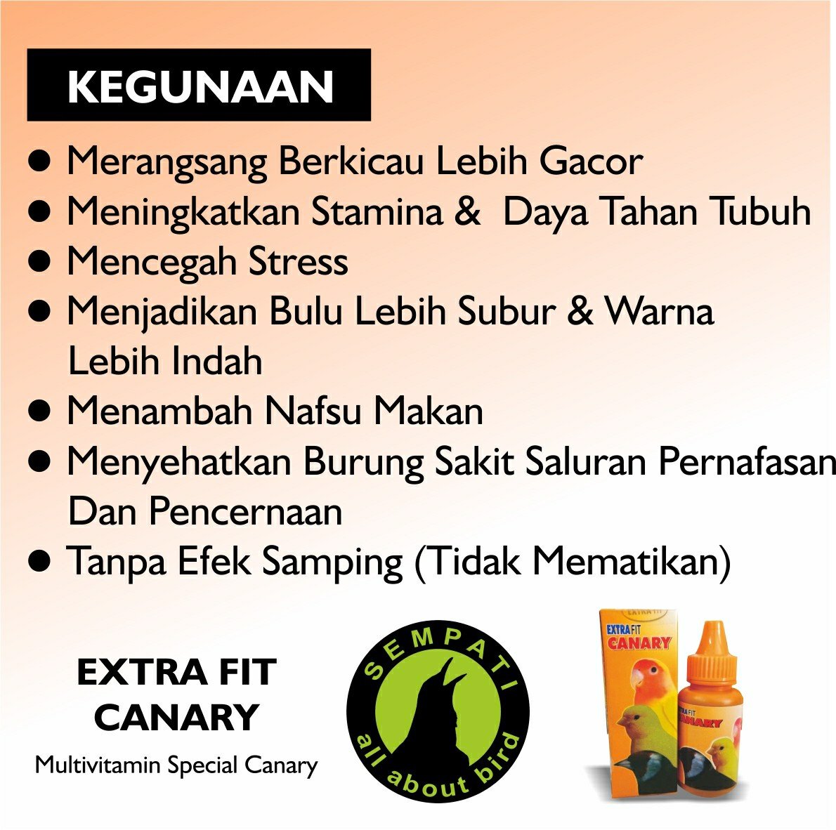 Extra Fit Canary 25 ml – Vitamin Gacor & Stamina - Gambar 2